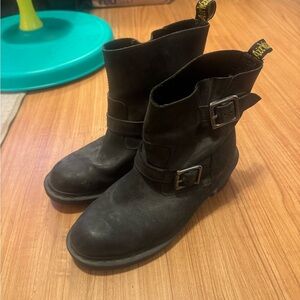 Dr. Marten Black Leather Buckle Boots